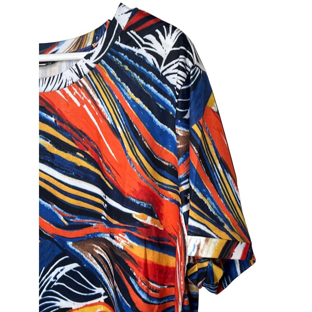 SHEIN 3XL Abstract Orange Print Tee Blouse Short Sleeve Casual Plus Size Top - Picture 5 of 8